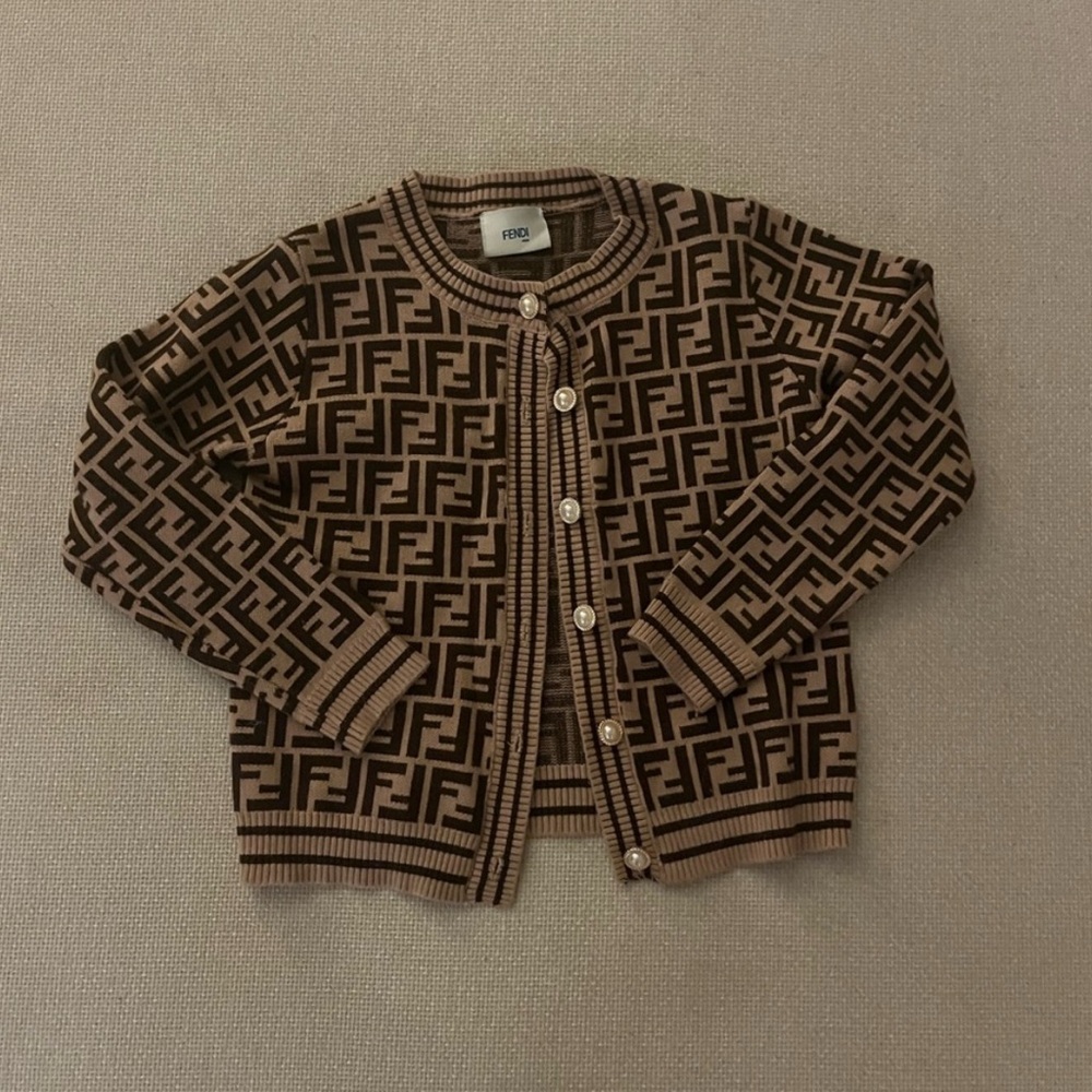 Fendi Kids Brown and Black Sweater